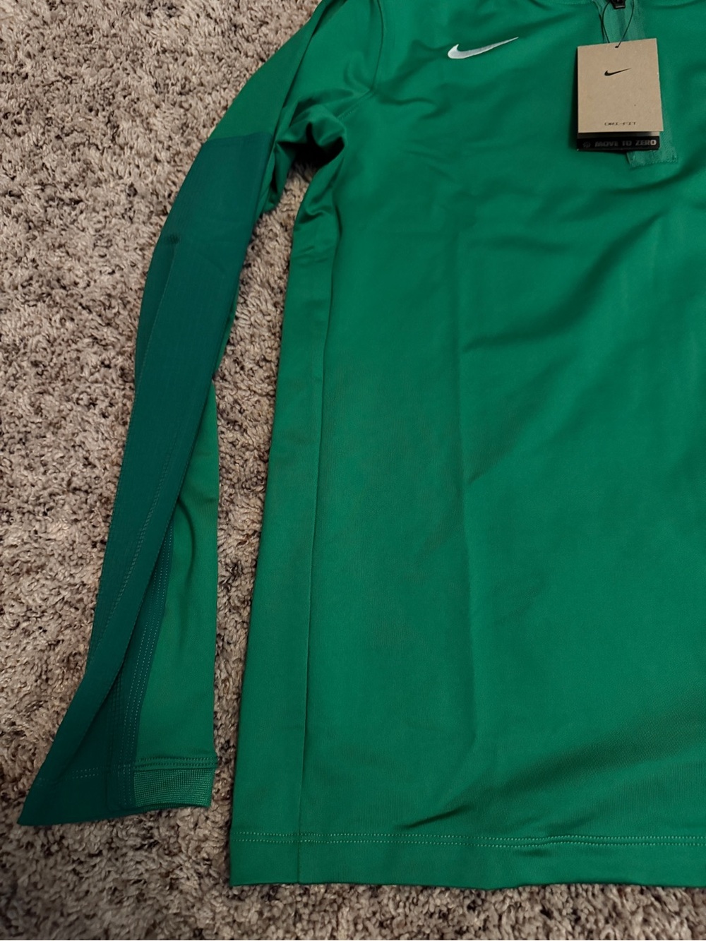 Nike Green Long-Sleeve Performance Half-Zip Top - Picture 2 of 4